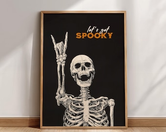 Cyfrowy wydruk ścienny z motywem szkieletu na Halloween – dekoracja do druku