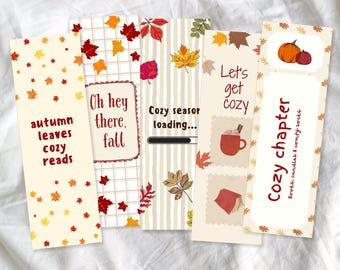 Fall Bookmarks Set: Autumn Leaves, Cozy Designs (Digital Download)