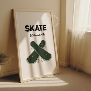 Modern Skateboard Pattern Print: Skater Boy Room Decor (Digital Download)