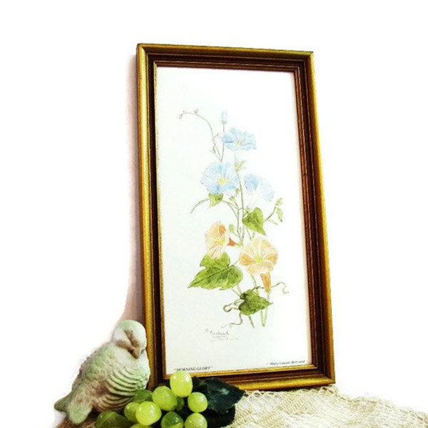 Mary Vincent Bertrand MORNING GLORY Watercolor Print / Litho ... Limited Edition 1124/1900, Pencil Signed, Professionally Gold Framed