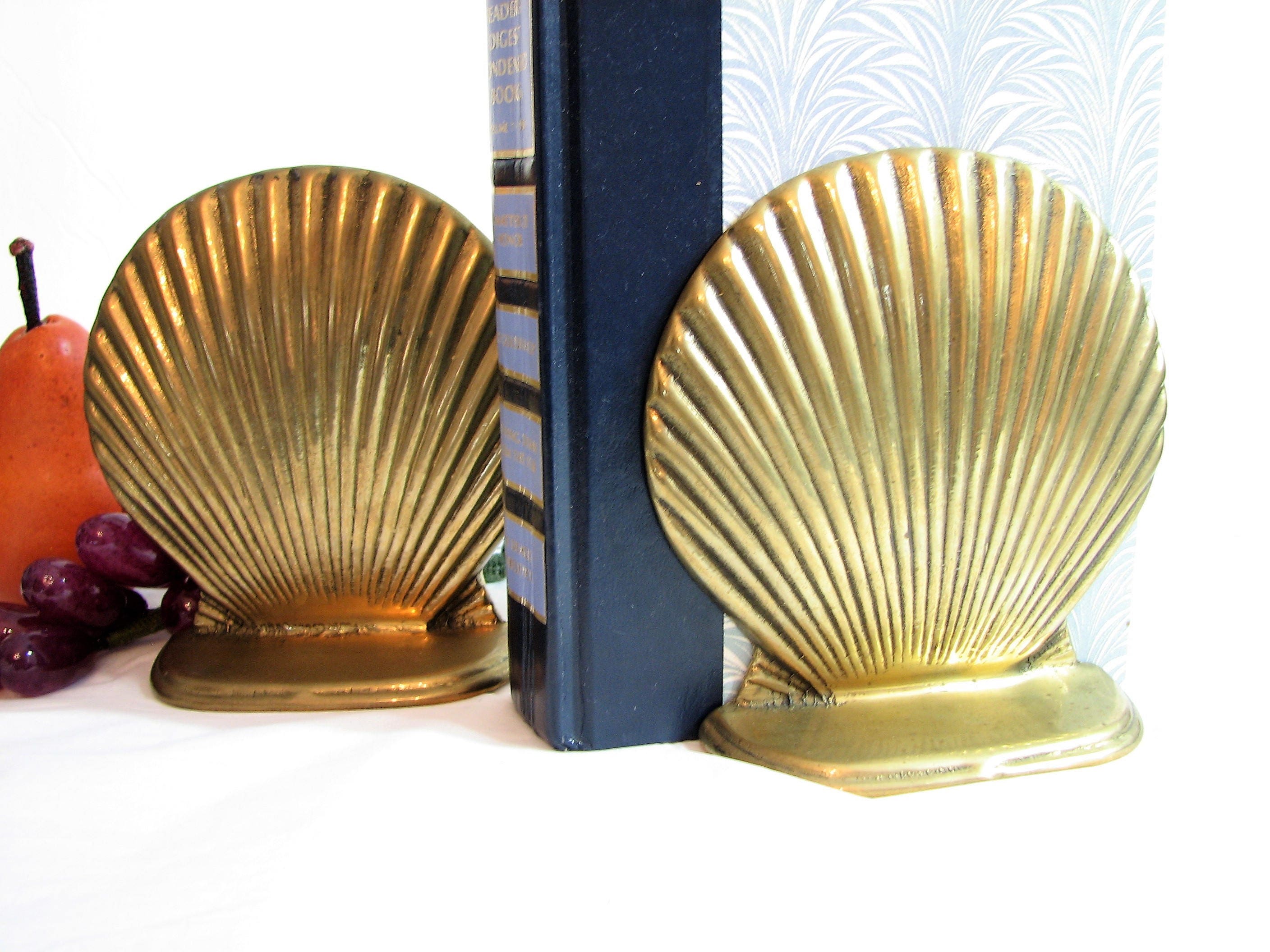 Brass Seashell Bookends Pair Set of 2 Scallop Shell Etsy