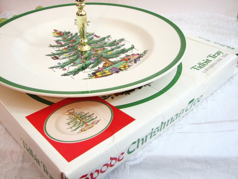 Vintage Spode CHRISTMAS TREE Tidbit Serving Tray NOS Mint Etsy