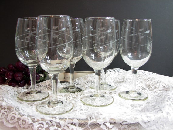 etched wine goblets