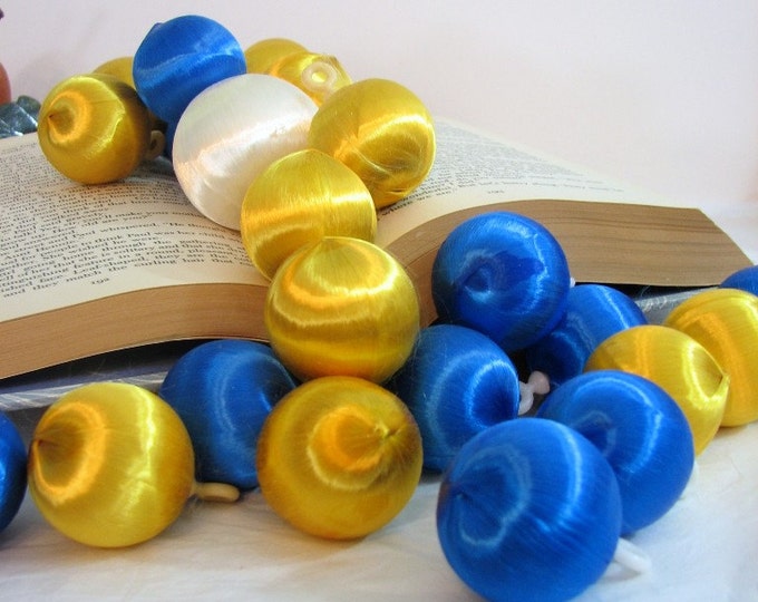 Vintage Satin Ball Ornaments, Retro Satin Thread Wrapped Ornaments