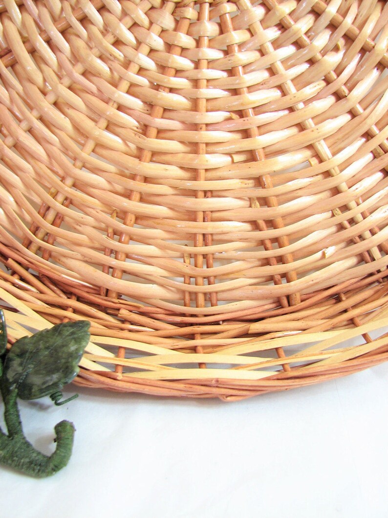 Large Wicker Round Tray 16.5 Serving Tray Light Etsy