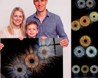 Custom Iris Art Family Portrait, Anniversary Gift, Personalized Gift for Parents, 3 Iris Eye Art, Digital Download, Printable Wall Art