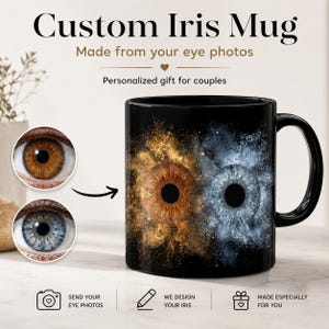 Tazza Iris Personalizzata per Coppia, Tazza con Foto degli Occhi, Regalo Romantico per Coppie, Tazza Anniversario,Regalo di Matrimonio Unico