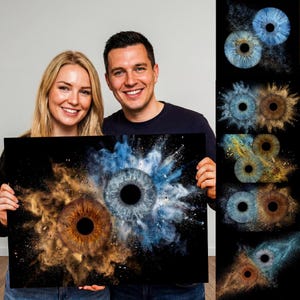 Retrato Personalizado da Íris para Casais – Arte Macro Exclusiva, Presente Especial para Aniversário, Casamento ou Dia dos Namorados