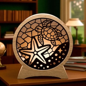 Sea Turtle Night Light SVG – Ocean Theme Laser Cut Design | Beach Nursery Decor