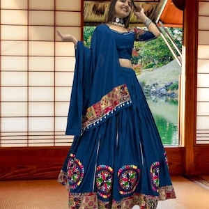 blue navratri Lehenga Choli For Women | Designer Beautiful Festival Lehenga Choli |Traditional Lengha Saree For Women.