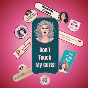 Funny Curly Hair Decals | Curly Girl Gift Set | Digital Sticker Pack for Women | Instant Download Art