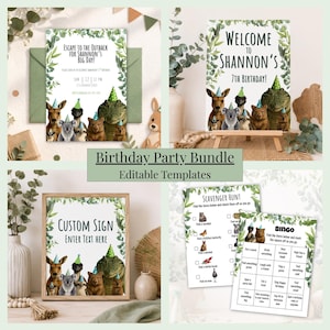 Editable Australian Animal Birthday Bundle Printable, Aussie Animals Kids Party Invite Bundle (Digital Download)