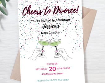 Editable Divorce Party Invitation: Cheers to Divorce (Digital Download, Editable Canva Template)