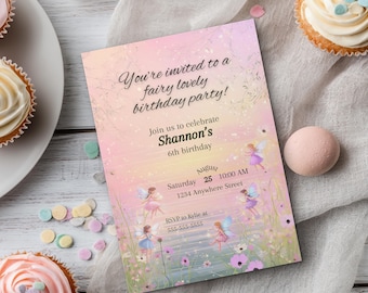 Editable Fairy Birthday Invitation, Enchanted Fairy Party Invite, Fairy Garden Template (Digital Download)