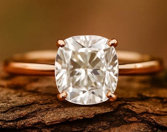 Anillo de compromiso de moissanita de talla cojín de 2,5 quilates en plata de ley 925, oro de 18 quilates, anillo de moissanita de talla cojín, anillo de promesa, anillo de novia