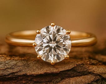 Anillo de compromiso de moissanita de corte redondo de 2 quilates, anillo solitario redondo, anillo de oro macizo de 14 k, anillo de regalo de aniversario, anillo nupcial, 4 quilates mostrados en la imagen