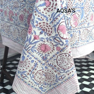 Indian Floral cotton Table Cover for Dining Table,Block Print tablecloth,Gift For New Home Farmhouse Table Linen custom table cloth