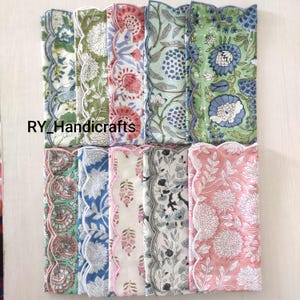 Hand Block Printed Cotton Cloth Napkins, Floral Geometric Table Cloths (20x20 Inch)