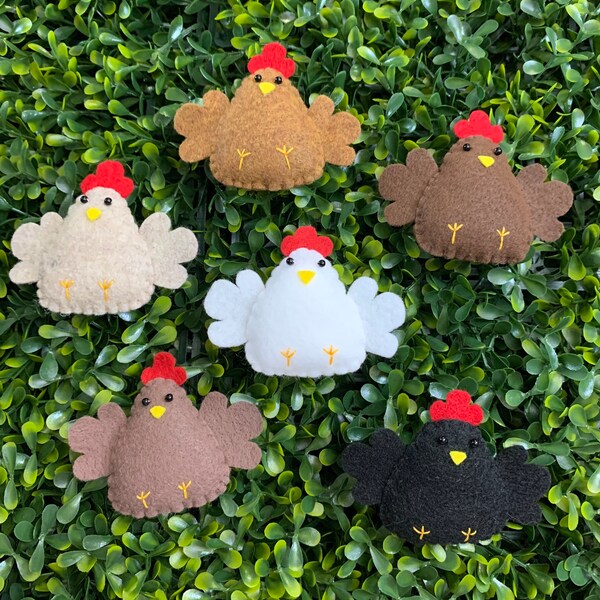 Felt Hen Magnets Cheerful Chickens Various Colors