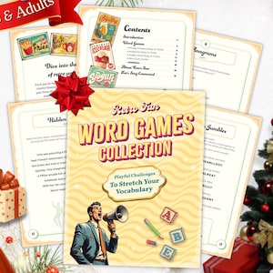 Coleção de Jogos de Palavras | Quebra-cabeças de Palavras para Imprimir para Adultos | Jogos de Raciocínio Retrô para Idosos | Atividades de Vocabulário para Download Instantâneo