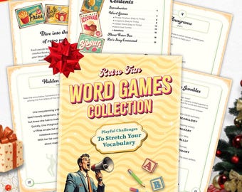 Retro Word Games Collection | Printable Brain Puzzles for Adults (Instant Download)
