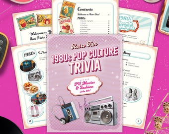 1980er Pop Kultur Quiz Spiel, Großdruck (Digitaler Download)
