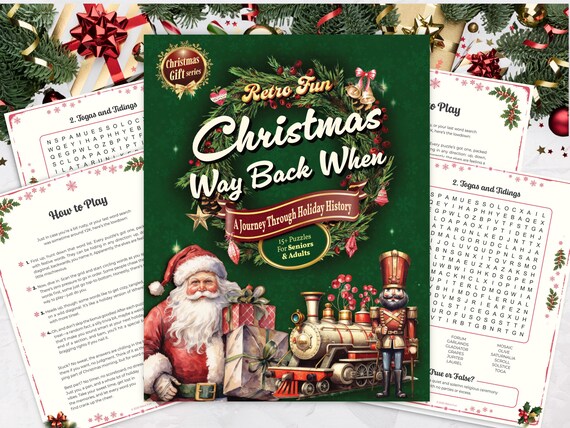 Christmas Way Back When History Wordsearch, Holiday Brain Game (Digital Download)