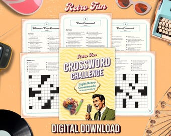 Retro korsordsbok, stor stil för seniorer (digital nedladdning)