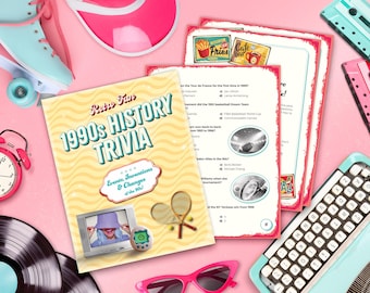 1990s History Trivia Game – Printable Retro Quiz (Digital Download PDF)