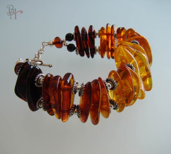 Sterling Silver Amber Halloween Web Bracelet 7.5 Inches