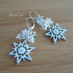 Snowflake Earrings Silver Christmas Winter Dangle Earring Stocking Stuffer Jewelry Christmas Holiday Jewelry Christmas Gift