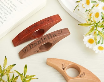 Personalized Wood Book Page Holder, Custom Thumb Page Holder, Wooden Page Spreader, Book Lover Gifts, Anniversary Birthday Gift for Her