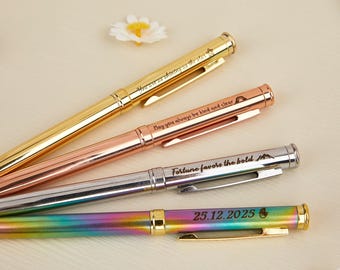 Luxury Engraved Metallic Pen: Slim Metal Signature Pen for wedding