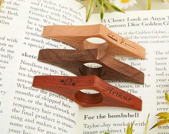 Book Page Holder-Walnut Book Thumb Spreader-Personalized Page Spreader-Custom Name Thumb Page Holder-Reading Assistant-Gift for Book Lovers