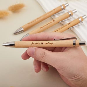Bamboo Wooden Pen with Custom Engraving, Personalized Gift, Guest Favor, Wedding Pen with Name, Blue Ballpoint, Unique Gift Idea