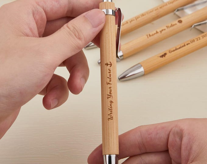 Engraved Wooden Pen, Personalized Bamboo Pen, Bamboo Perfect Gift, Birthday Company Colleague Committee Graduation Teacher Appreciation Gift