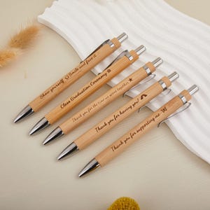 Bamboo Wooden Pen with Custom Engraving, Personalized Gift, Guest Favor, Wedding Pen with Name, Blue Ballpoint, Unique Gift Idea