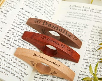 Personalized Wooden Book Page Holder: Custom Thumb Bookmark