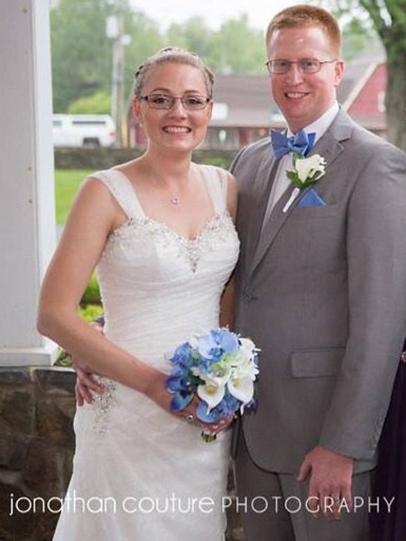 Blue orchid white calla lily bridal bouquet and boutonniere set blue orchid bouquet