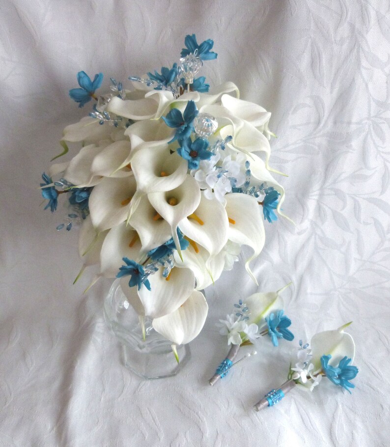 Calla lily and hydrangea cascading wedding bouquet Etsy