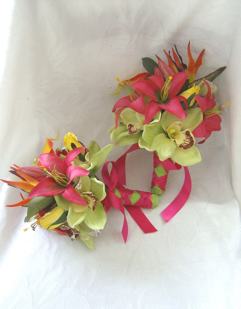 Tropical Wedding Bridal Bouquets Matching Boutonnieres Wedding Bouquet 6 Piece Set Weddings Bouquets Corsages Pcpplasticos Co