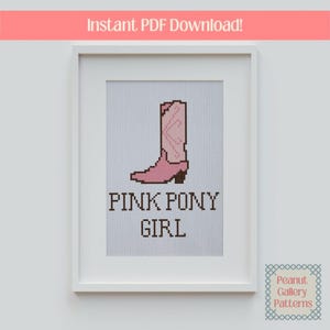 Pink Pony Girl Cross Stitch / Chappell Roan Cross Stitch / Pink Pony Club Cross Stitch PDF Pattern