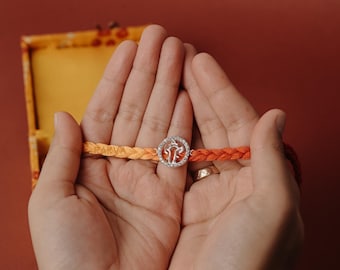 Sterling Silver Ganesh Rakhi: Divine Blessing, Roli Tilak & Gift Box