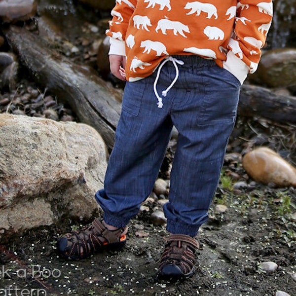 Patrón de costura para pantalones Rough N' Tumble para niños / Patrones de costura para pantalones de niñas en PDF / Patrón de pantalones para niños con cintura elástica / Patrones de pantalones para bebés pequeños