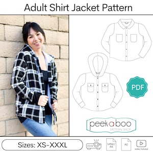 Adult Shirt Jacket PDF Sewing Pattern | Adult Shacket Pattern