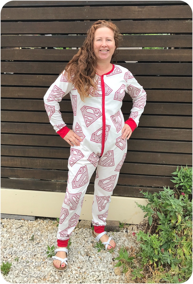 Adult Long Johns PDF Sewing Pattern: Adult One-Piece Pajamas, Adult Union Suit, Family PJs image 6