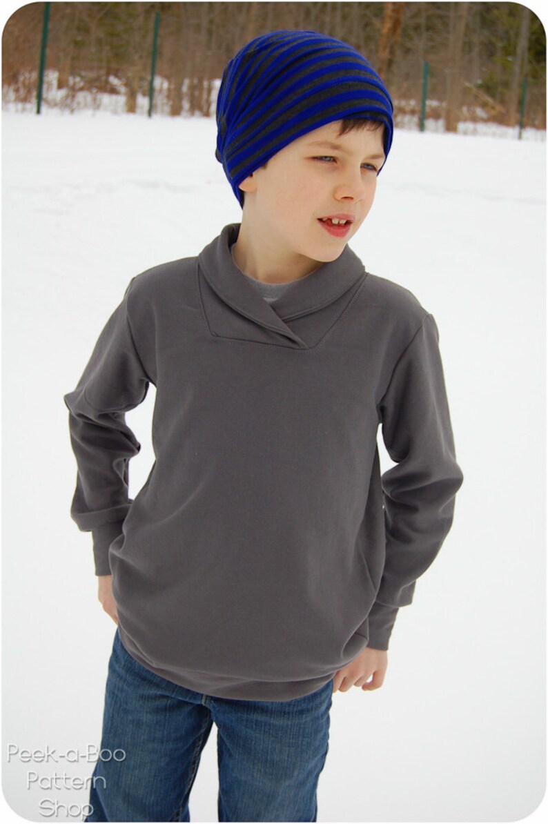 Varsity Cowl Neck Sewing Pattern / Boys Cowl Neck PDF Sewing Pattern / Pullover PDF Pattern / Boys Shirt Pattern / Cowl Neck Pattern image 4