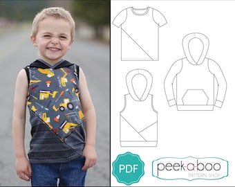 Hudson Hoodie PDF Schnittmuster / Kinder Pullover Schnittmuster / Kinder Sweatshirt Schnittmuster / Baby Sweatshirt Schnittmuster / Kapuzen Tank Schnittmuster