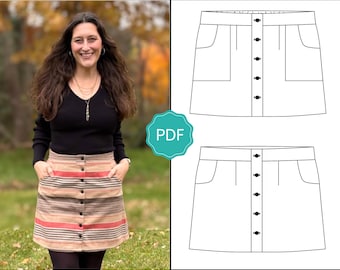 Damen Rock mit Knöpfen, Muster