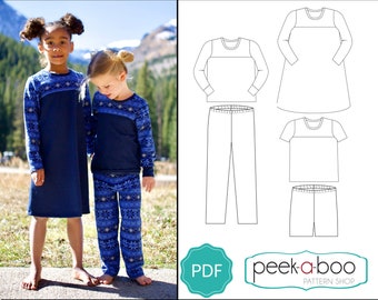 Kid's Night Owl Pajamas PDF Sewing Pattern